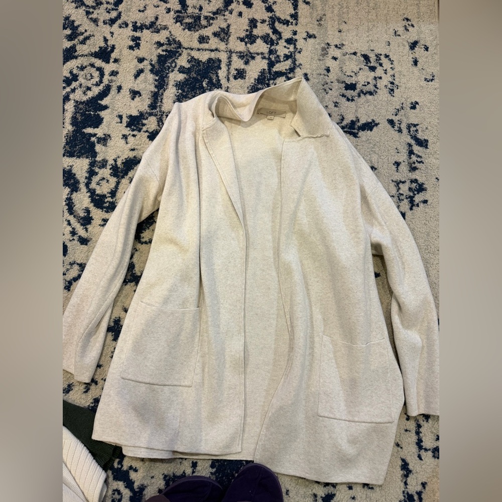 LOFT Ivory Knit Cardigan